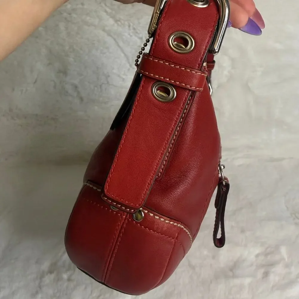 y2k Coach Red Convertible F12322 Hobo Shoulder Bag Crossbody